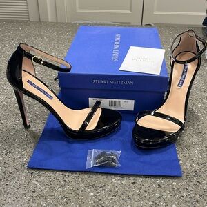 Stuart Weitzman - Patent leather black nudist disco